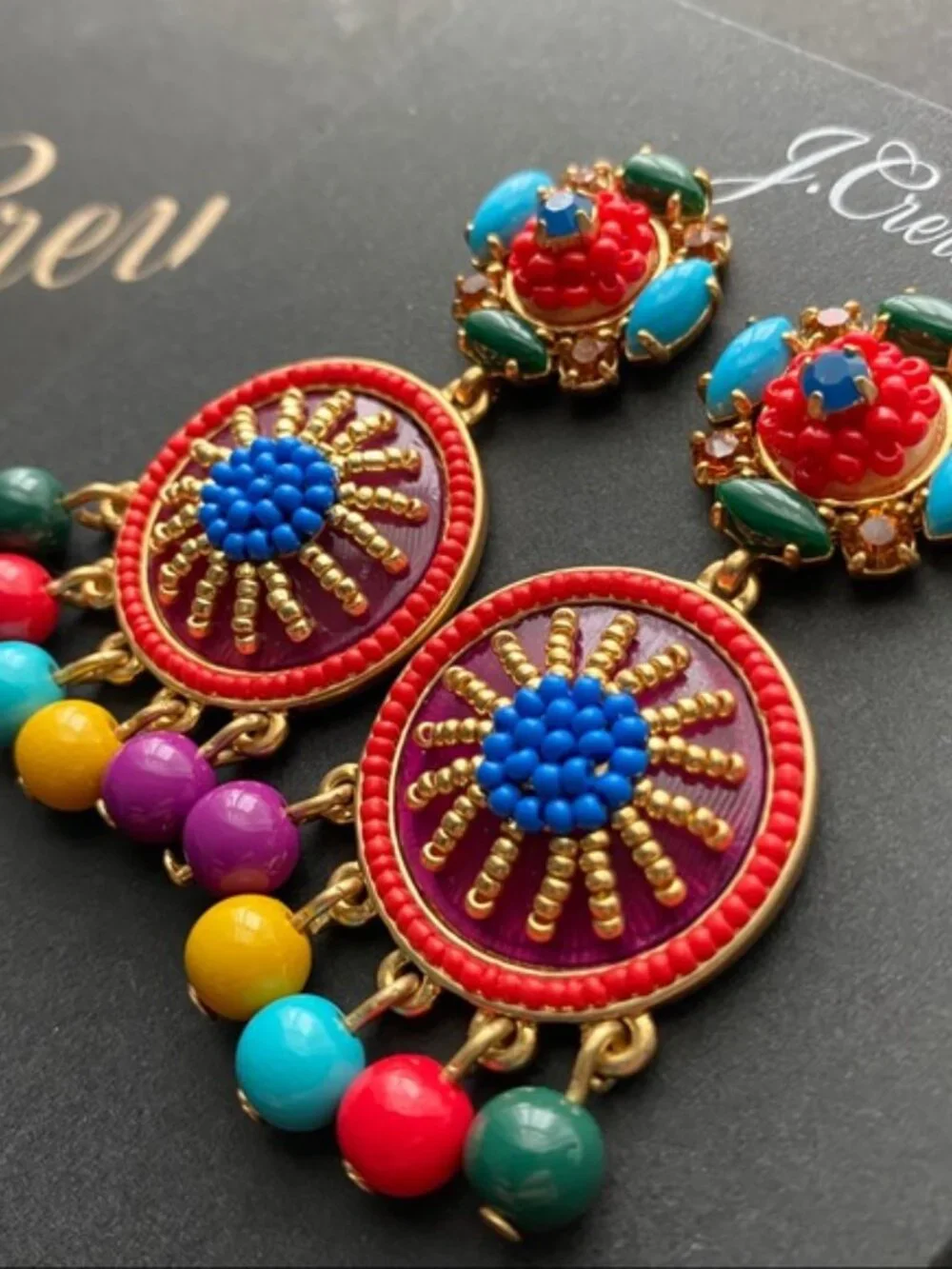 J.Crew Beaded drop earrings-AQ504-MULTI COLOR-NEW